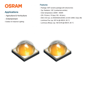 Haute puissance 2200K 6500K Blanc chaud CRI 70 OSLON Carré GW CSSRM3.PM Ams- Authentique Lentille 3030 5W <span class=keywords><strong>Diode</strong></span> <span class=keywords><strong>LED</strong></span> 5 ans 357 Lm/W - Product Image 2