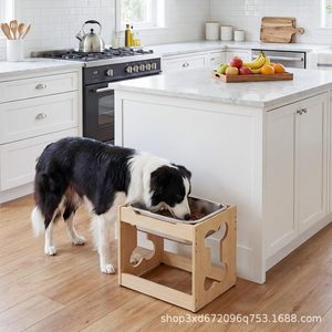 Nuevo soporte para tazón de comida para perros de madera maciza, mesa de comedor para perros de uso doméstico, soporte para alimentar gatos, soporte para perros de madera maciza que protege el cuello - Product Image 5