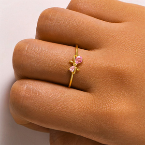 CANNER Nuevo Juego de Anillos Apilables Abiertos con Piedras Preciosas de Colores, Circonita, Diseño Geométrico de Flor, Lazo y Corazón de Cereza para Mujeres y Niñas - Product Image 5