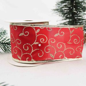 Toptan Noel Dekoratif Kırmızı Altın Grosgrein Saten Simli Telli Kurdele Makarası Ağaç Çelenkleri El Sanatları Süslemeleri için - Product Image 6