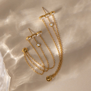 Pendientes de Araña con Borlas de Circones Blancos de Acero Inoxidable, Diseño Geométrico, Joyería para Fiestas - Product Image 4