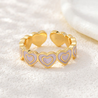 JS17 Candy Color Drip Oil Enamel Liefdeshart Open Ring 18K Goud Verguld Verstelbare Stapelbare Vinger Ringen Zoete Multi Hartjes Band