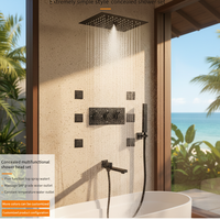 Ensemble de douche intelligent LED à robinet encastré, effet pluie, moderne, en laiton brossé, mitigeur mural à trois poignées, jets de massage, pour usage domestique