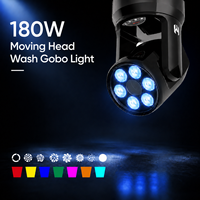 Mini projecteur Wash Gobo 180W à LED pour scène, avec 7 gobos, 7 couleurs, prisme, contrôle DMX RDM pour événements DJ