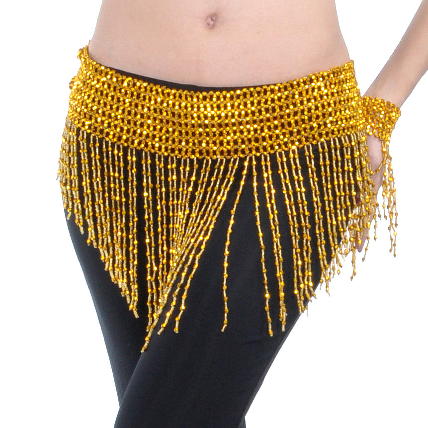 Hip Belt , Gold Tone Elastic Beaded Belt, Belly dance Hip Belt- NEW Gold Belly Dancing Belt - Etsy main image 2
