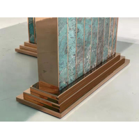 Table à manger rectangulaire en marbre vert de luxe pour hôtels et villas