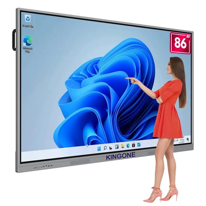 شاشة KINGONE LCD بتقنية 4K بتصميم المصنع الأصلي والتصميم الأصلي 65 75 86 100 110 بوصة شاشة مسطحة تفاعلية للتلفاز لوحة رقمية بيضاء تعمل باللمس لوحة ذكية