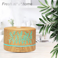 Diffuseur d'huiles essentielles ultrasonique à commande à distance avec lumière LED, 500 ml, effet bois, pour la maison et le bureau