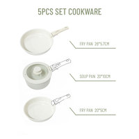 E-Top 5 pièces Poêle à frire antiadhésive forgée en aluminium personnalisé en acier inoxydable avec revêtement céramique Ensemble de casseroles pour la cuisine quotidienne à la maison