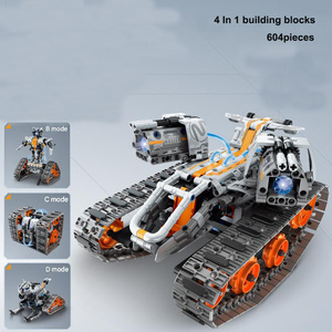 STEM 4 en 1 Voiture de course robotisée Télécommandée SUV Char Jouets en briques pour garçon Cadeau Ensembles de blocs de construction Matériau ABS - Product Image 1