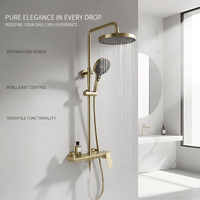 Robinet de douche thermostatique en laiton massif, commande facile par touches de piano, finition polie douce, système de douche multifonctionnel à effet pluie pour hôtel