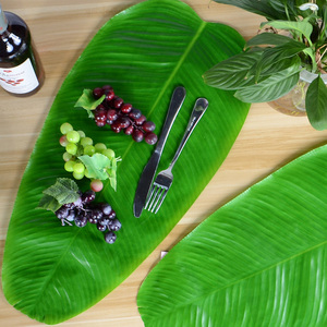 Manteles Individuales de Hojas de Plátano Artificiales Hawaianas, Elegantes, Impermeables, Verdes, para el Día de la Madre, Fiestas, Temática de Playa y Jungla, Tacto <span class=keywords><strong>Real</strong></span> - Product Image 5