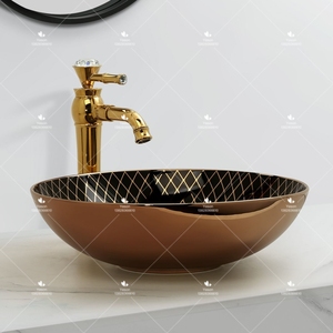 Rose Gold Black Color <strong>Luxury</strong> Modern Design Countertop Wash Basin <strong>Bathroom</strong> Ceramic Handmade Good Quality Art Sink Bowl - Product Image 4