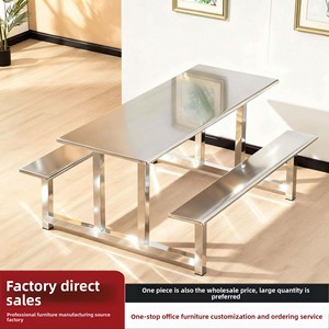 Stainless Steel School <strong>Cafeteria</strong> &amp; Restaurant Dining Table and Chair Set Foldable Multi-Person Seating for Fast-Service Stores - Product Image 2