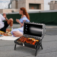 Four à barbecue miniature coréen moderne, sans fumée, pour table, petit barbecue au charbon de bois pliable et portable avec chariot, pour l'extérieur