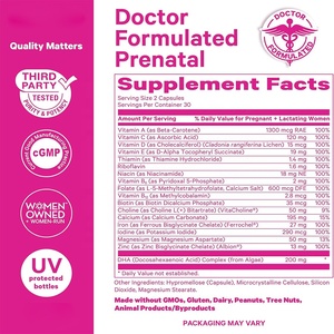 Complément alimentaire de vitamines prénatales certifié GMP avec folate méthylé, DHA végétalien et fer pour femmes, 60 capsules - Product Image 5