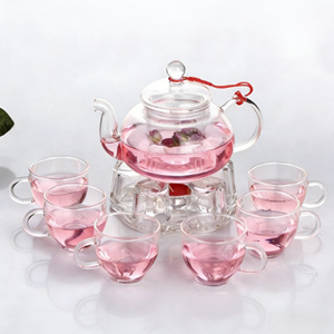 Ensemble <span class=keywords><strong>de</strong></span> théière et <span class=keywords><strong>de</strong></span> tasses à thé en verre borosilicate transparent résistant à la chaleur, <span class=keywords><strong>de</strong></span> luxe, pour les fêtes, avec <span class=keywords><strong>chauffe</strong></span>-thé - Product Image 6