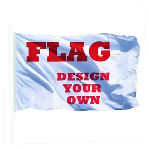 Bendera Sublimasi Terbang Luar Ruangan Kustom Apc Tahan Lama Logo Sisi Ganda Tunggal Dicetak 100% Poliester 3X5 Bendera