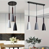 Suspension LED en fer de style nordique, noir, blanc, gris, longue taille moyenne, pour restaurant, salon, chambre, bar