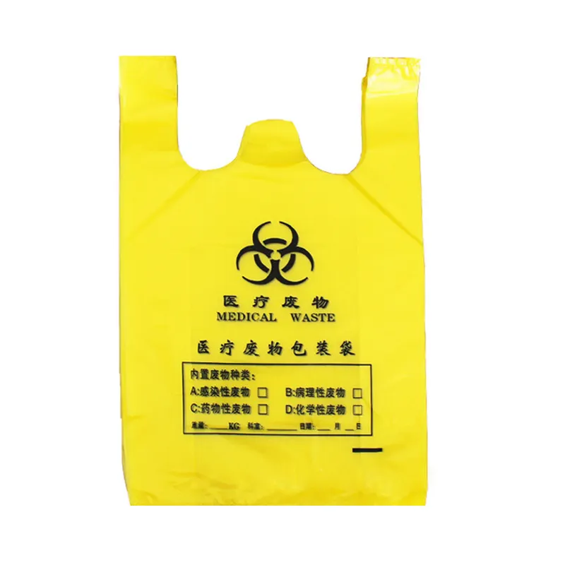 Bolsas de plástico desechables con logotipo de impresión personalizada, embalaje de residuos Biohazard, para suministros médicos, venta al por mayor