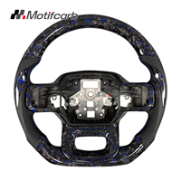 Volant personnalisé en fibre de carbone forgée bleue avec poignées en cuir pour Ford F-150 Raptor R XL XLT 4x4 Tremor STX 2019-2025