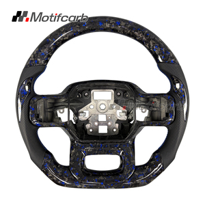 Volant en fibre de carbone forgée bleu personnalisé avec poignées en cuir pour Ford F-150 Raptor R XL XLT 4x4 Tremor STX 2019-2025 - Product Image 1