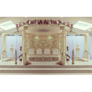 Elegante Mandap de Boda Tradicional de Doble Pilar, de Fibra de Vidrio Tallada, para Ceremonia de Boda Real con Sillas de Mandap, Perth - Product Image 1