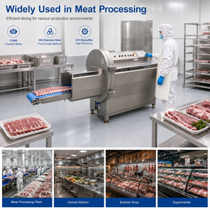 Machine industrielle automatique de dé<span class=keywords><strong>coupe</strong></span> de viande avec os, pour bœuf, côtes de porc, agneau, trancheuse de portions, 210 coupes/min - Product Image 5