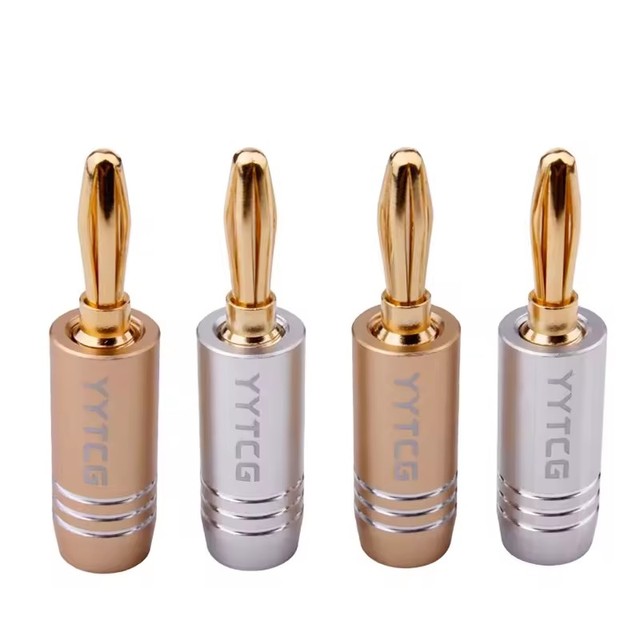 YYTCG 24K Gold Plated Speaker Banana Plug 4mm Wire Connector Banana Plugs for Musical HiFi Audio