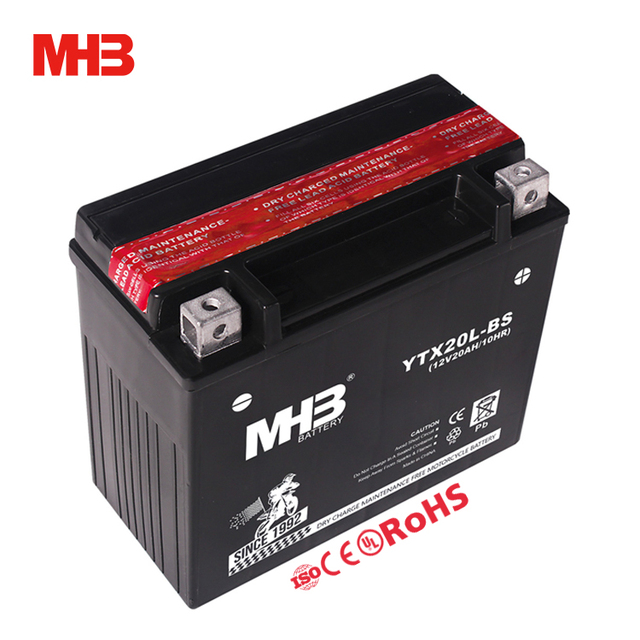 Mhb YTX20L-BS Motorbike Dry Charged Conventional Rechargeable Lead Acid 12V 20Ah Motorcycle Battery