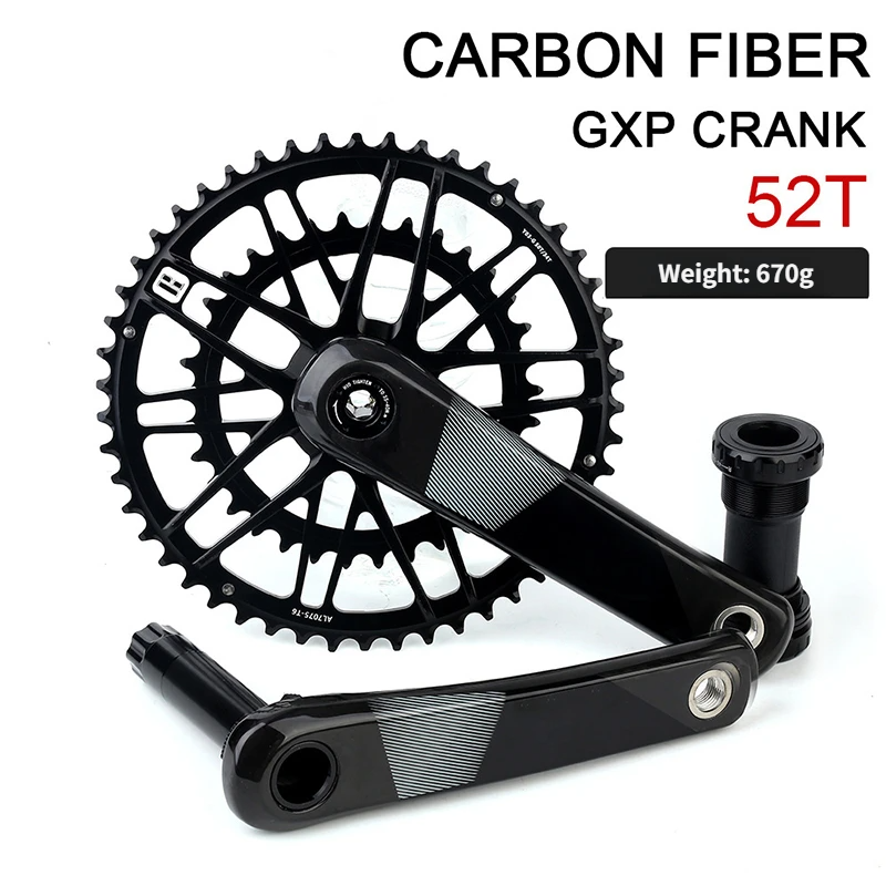 Vilebrequin noir + axe central + plateau simple 52 dents