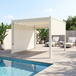 Pergola <span class=keywords><strong>de</strong></span> <span class=keywords><strong>jardin</strong></span> robuste en aluminium rétractable, imperméable, avec panneaux latéraux pour cour, pelouse et terrasse - Product Image 3