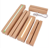Base de lumière LED rectangulaire en bois massif longue bande veilleuse pour chambre à coucher décoration de la maison usine en gros 7 couleurs acrylique 5V pour les chambres