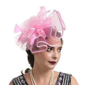 DZ Women's Flower Fascinator Wedding Hair <b>Clip</b> with 3D Embroidery Plush Style for Party and Church Hats - Product Image 6