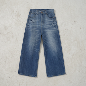 Jean slim droit taille mi-haute Kivotech de haute qualité, pantalon en denim imprimé sexy à jambe large pour l'hiver - Product Image 3