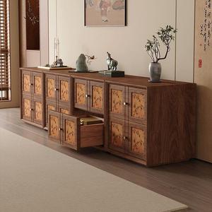 Mueble de TV Modular Estético Song, Mueble de Salón de Madera Maciza de Nogal Negro con Almacenamiento - Product Image 4