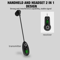 Système de microphone sans fil 2,4 GHz, portable et serre-tête, conception 2-en-1, portée de 50 m, rechargeable