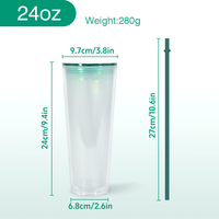 Vente en gros – Tasse acrylique double paroi de 24 oz avec couvercle coloré pré-percé, taux de livraison ponctuelle de 96 %+, pour boisson, type globe de neige
