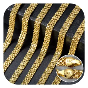 عقد نسائي على شكل سلسلة ميلانو من النحاس الإيطالي 750 مطلي بذهب 18 قيراط على الموضة
