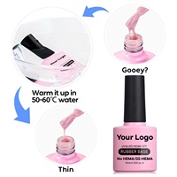 Base de gel en caoutchouc à forte adhérence, sans HEMA, couleur nude naturelle, fabricant professionnel, logo personnalisé, végan, longue tenue, finition dure