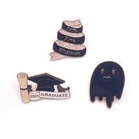 Pin Bros Perhiasan Goth Punk, Bentuk Telepon Pink, Hantu, Popcorn, Belati dengan Sabit, Bunga, Nisan, Lapisan Nikel Hitam, Logam