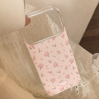 Coque de téléphone rose pailletée à motif de dessin animé pour 17/16/15/14/13/12 Pro Max, en TPU scintillant avec anneau magnétique, transparente et antichoc