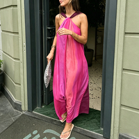 Robe d'été décontractée élégante pour femme, coupe ample, col halter, épaules dénudées, dos en V, vente en gros, OEM, faible MOQ