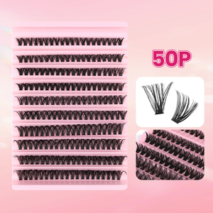 Ensemble de <span class=keywords><strong>cils</strong></span> en grappe faits à la main B&ODIY avec colle PBT, naturels et doux, effet recourbé, fibres ultra-fines, longueurs mixtes 8-16 mm - Product Image 2