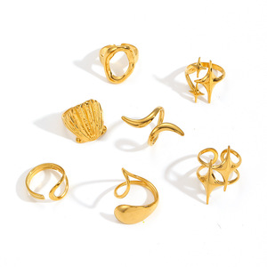 Geometric <b>Titanium</b> Steel <b>Ring</b> Unisex Fashion Jewelry Gift Circular Lines Design Open Adjustable Fit - Product Image 5