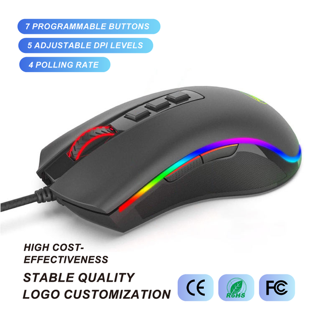 Computer PC Laptop Notebook Gaming Mouse 5000 DPI Wired Gamer RGB Glowing Mouse