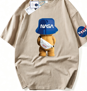 T-shirt in cotone a maniche corte vestibilità ampia con stampa orso, top estivo leggero per uomo e donna, per uso quotidiano - Product Image 4