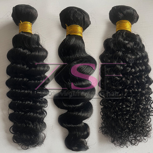 Rambut Manusia Asli Tanpa Proses, Bundel Rambut Keriting Dalam Warna Hitam Alami Mewah Grosir, Double Weft, Kutikula Tersusun Rapi - Product Image 5