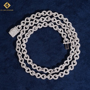 Trendy Hip Hop <b>Iced</b> <b>Out</b> VVS Moissanite Paperclip <b>Chain</b> Necklace Rhodium Plated Diamond Tester Proof Hip Hop Infinity Link <b>Chain</b> - Product Image 2