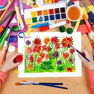 Pinceaux plats en acrylique bleus de haute qualité, très demandés, avec manche en bois et nylon, pour la peinture acrylique des enfants - Product Image 5